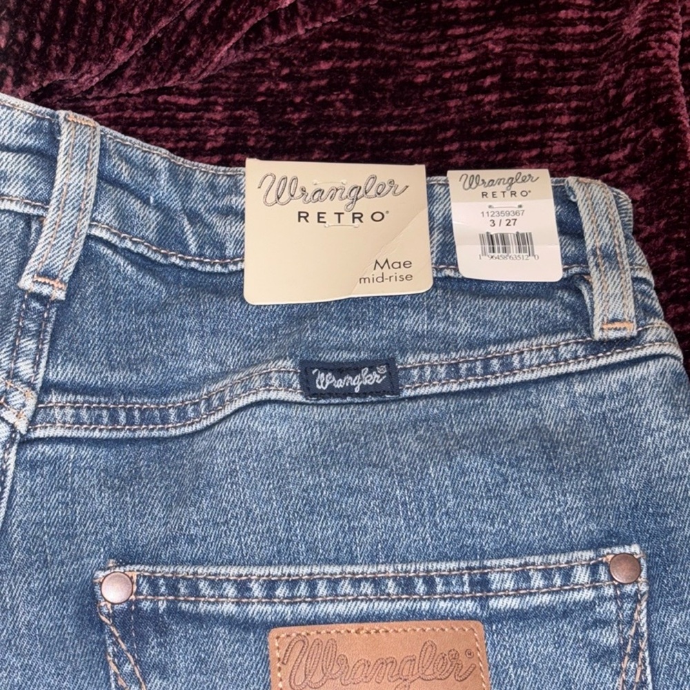 (42) Woman Wrangler Blue Jeans Classic Medium Wash Retro - Picture 3 of 4